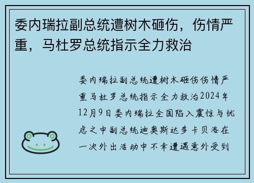 委内瑞拉副总统遭树木砸伤，伤情严重，马杜罗总统指示全力救治